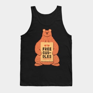 Cute Bear Free Cuddles Orange Tank Top